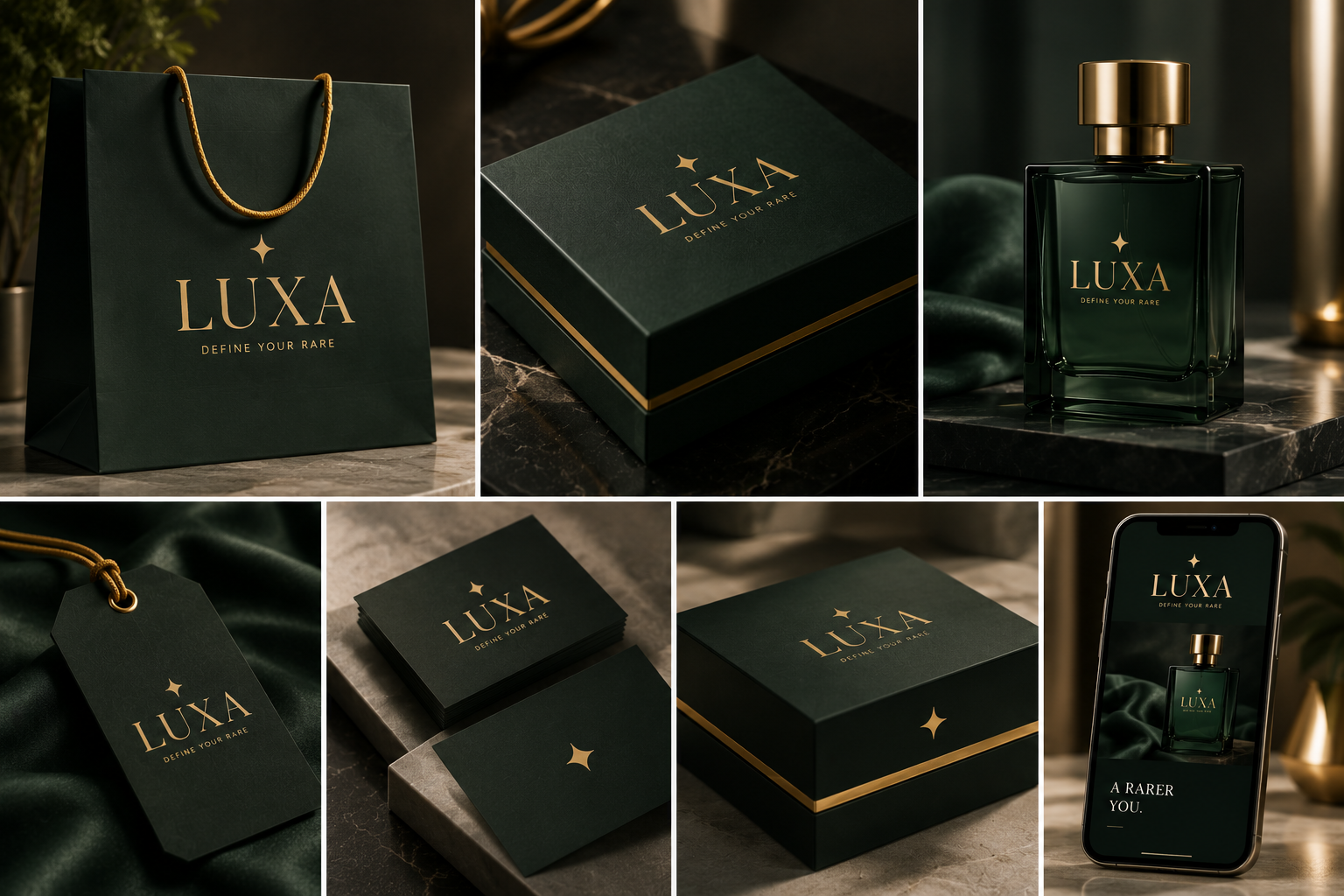 LUXA Packaging, Shopping Bag, Product Bottle, and Digital Touchpoints